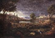 POUSSIN, Nicolas Strormy Landscape with Pyramus and Thisbe oil